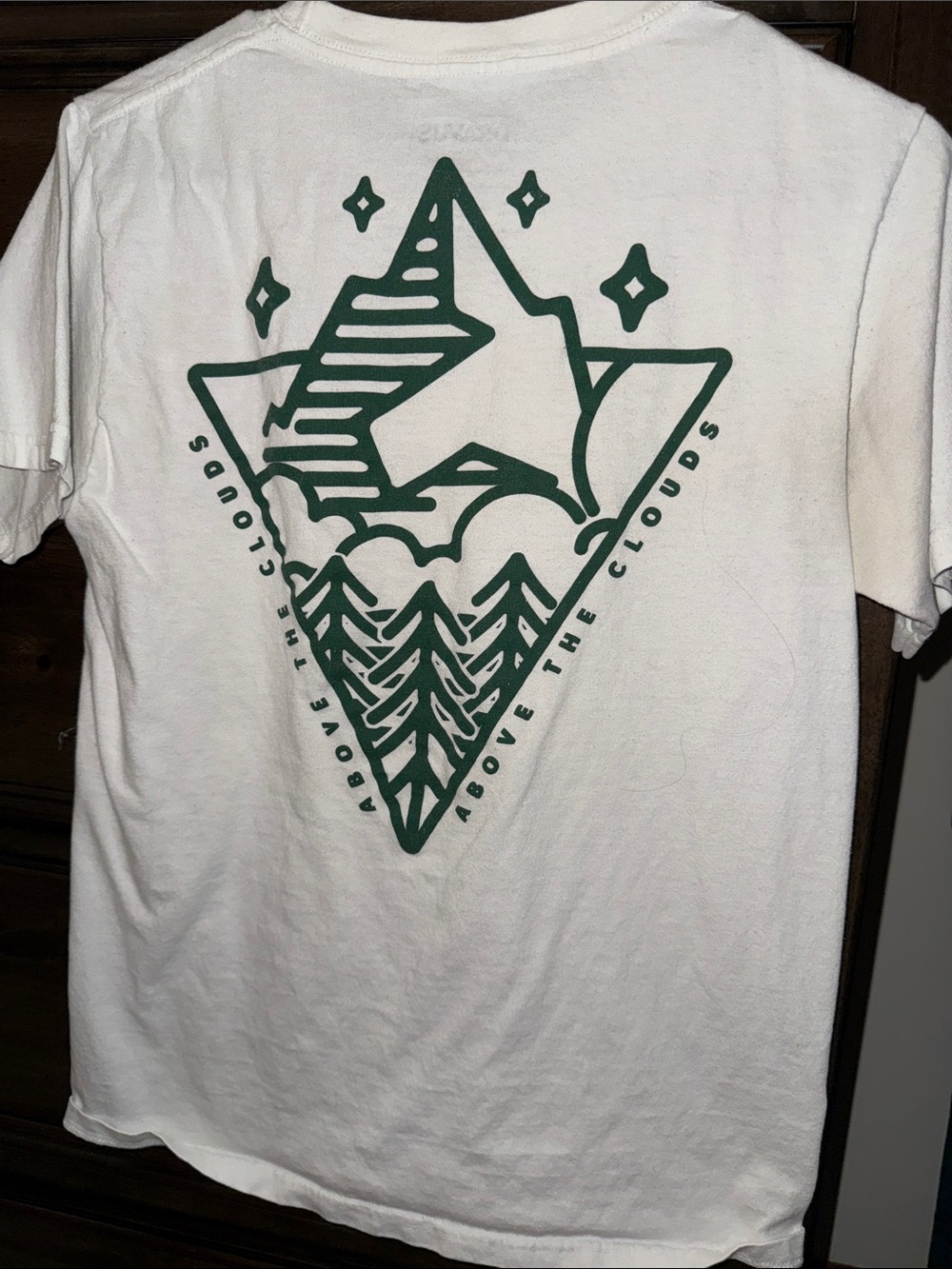Above The Clouds White Graphic T-Shirt - Green Print